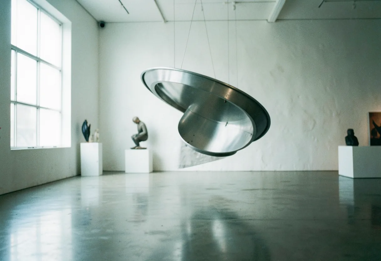 Sunlit gallery showcasing avant-garde art installations, buyer's guide for art installations for sale.