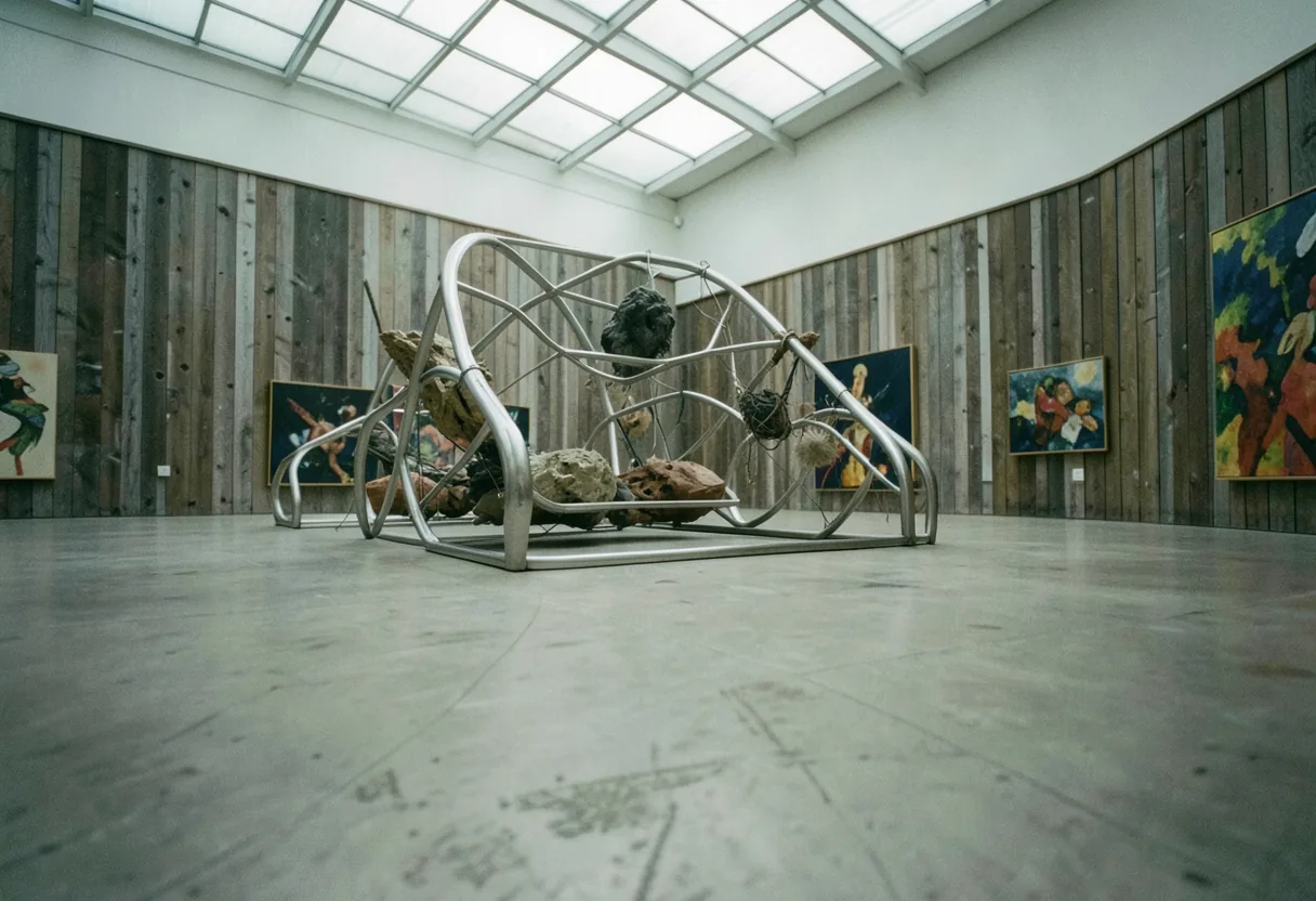 Empty art gallery with soft natural light, illustrating Gesamtkunstwerk concept.